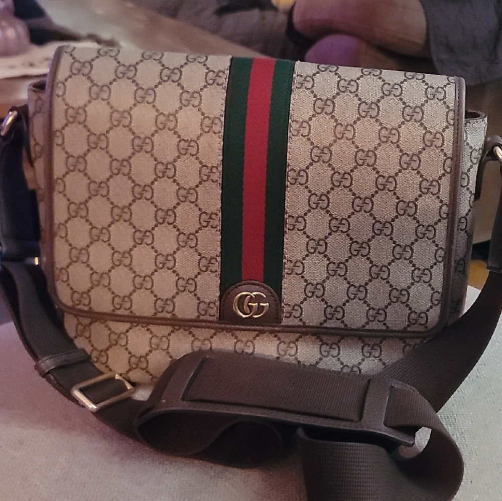 Gucci Ophidia Beige and Green Messenger Bag
